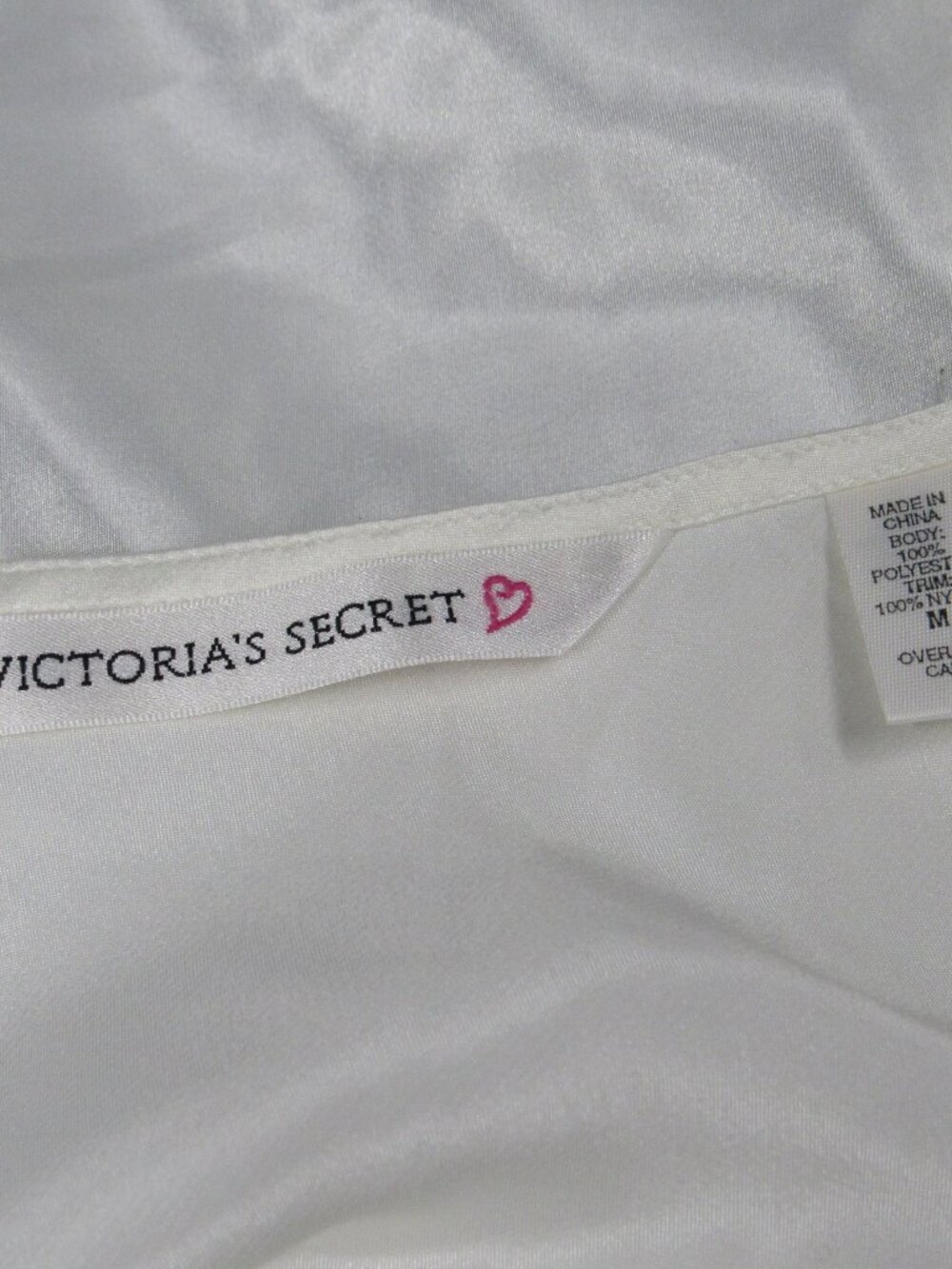 Vtg 90s Victorias Secret Babydoll Mini Slip Dress Shiny Ivory Satin Lace S 1996 - Picture 3 of 3